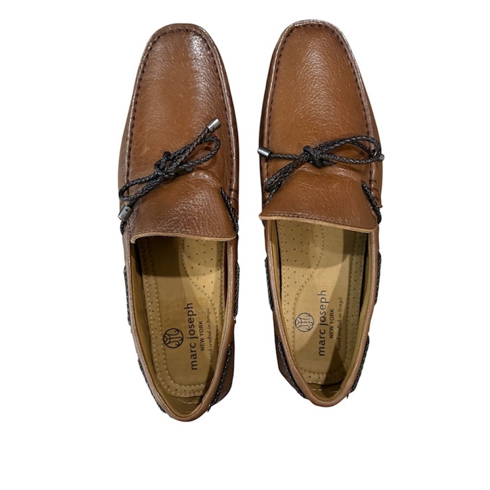 Marc Joseph New York Leather Driving Loafers Men Size 10 Cognac Brown Brazil